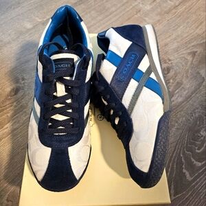 Coach Lucky Sneaker, Size 8, Navy, White, Gray